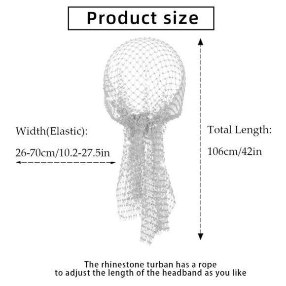 Rhinestone Head Scarf White Rave Headbands Jewelry Bling Turban for Women main image 5